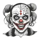 gothic clown woman from the front tattoo design idea