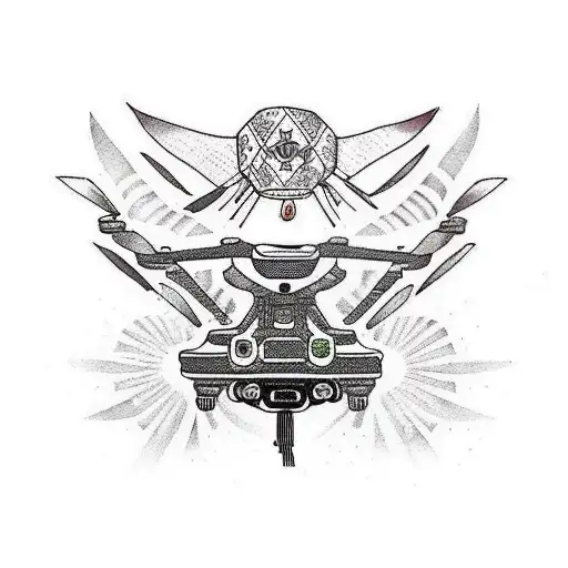Mexican drone with camera  tattoo design idea