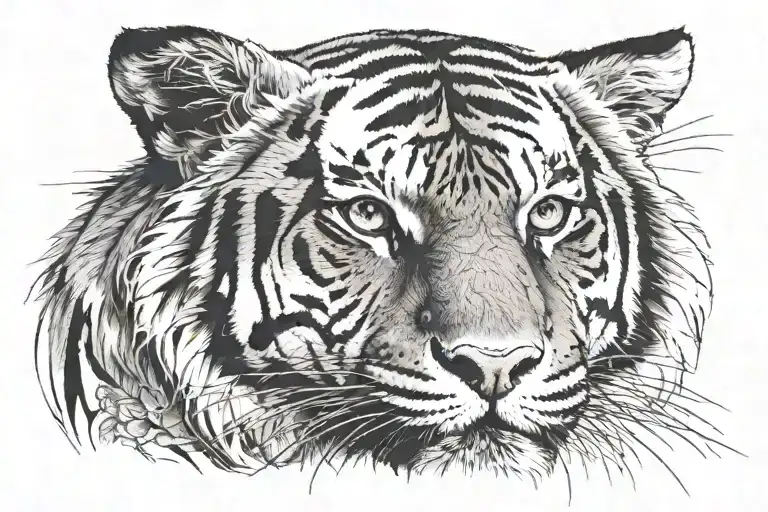 tiger face tattoo design idea
