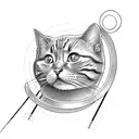 lightsaber, music , cat, balance , fine line tattoo design idea