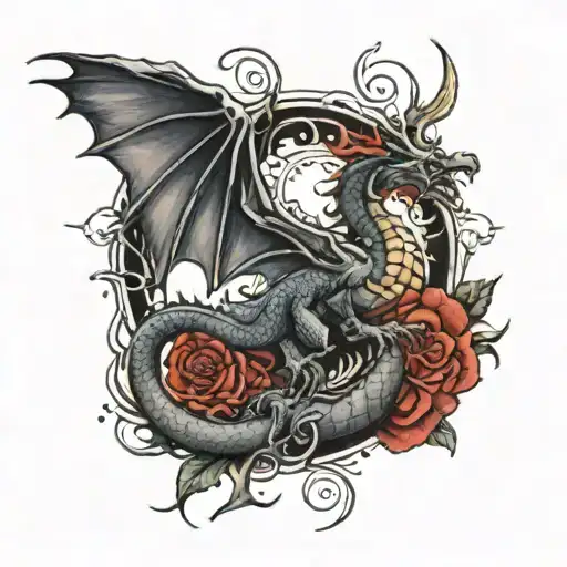 dragon Scottish celestial themed tattoo tattoo design idea