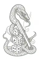 snake squeezing a shotgun shooting out dice a pair of 2:s with smoke  tattoo design idea