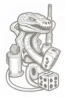 snake squeezing a shotgun shooting out dice a pair of 2:s with smoke  tattoo design idea