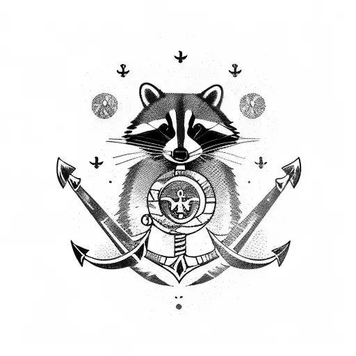 quarter sleeve, old sail boat, raccoon, anchor, Texas flag, water, elm tree, tattoo design idea