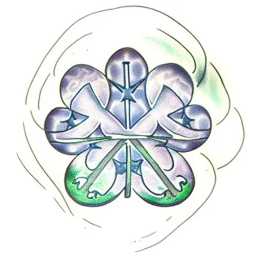 four leaf clover with roots tattoo design idea