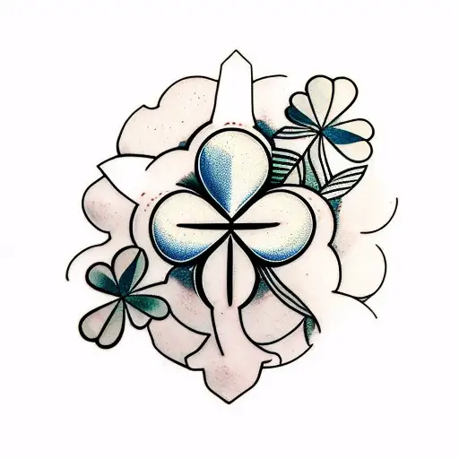 four leaf clover with roots tattoo design idea
