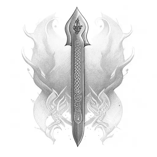 sword with last name lockhart  tattoo design idea