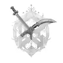 sword with last name lockhart  tattoo design idea