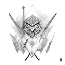 sword with last name lockhart  tattoo design idea