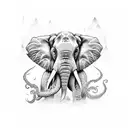 elephant octopus  tattoo design idea