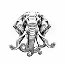elephant octopus  tattoo design idea