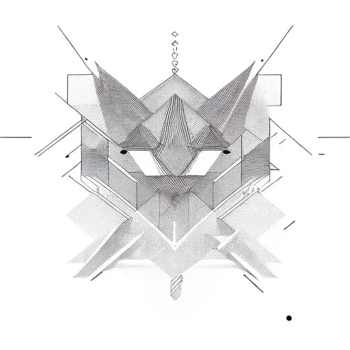 Bold geometric straight lines, connected to each other in different angles, that slowly fades into water circles. tattoo design idea