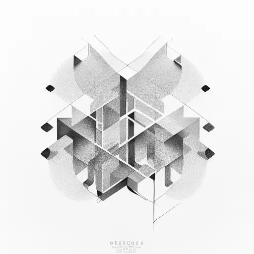 Bold geometric straight lines, connected to each other in different angles, that slowly fades into water circles. tattoo design idea