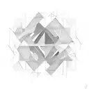 Bold geometric straight lines, connected to each other in different angles, that slowly fades into water circles. tattoo design idea