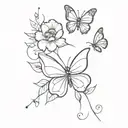 flower  butterfly  tattoo design idea