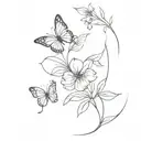 flower  butterfly  tattoo design idea