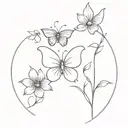 flower  butterfly  tattoo design idea