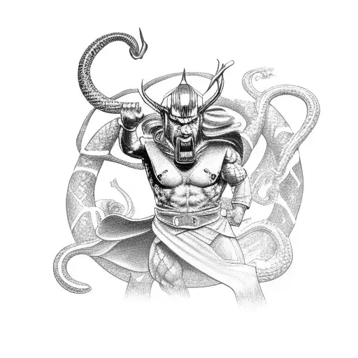 Thor and the world serpent  tattoo design idea