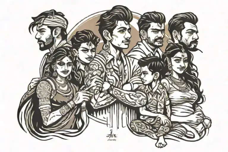Vikas, Priyanka, Aarav, Ayaan tattoo design idea