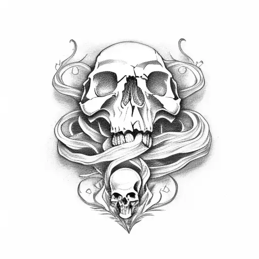 hearth and skull tattoo design idea