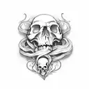 hearth and skull tattoo design idea