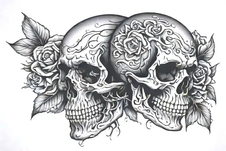 Depression Skull tattoo design idea