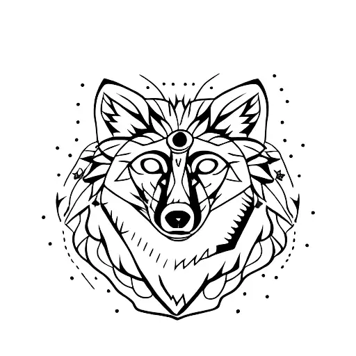 wolf blindfolded with red scarf tattoo design idea