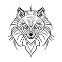 wolf blindfolded with red scarf tattoo design idea