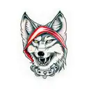 ball-gagged little red riding hood is falling in love with the wolf tattoo design idea