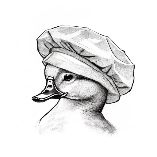 duck with a beret tattoo design idea