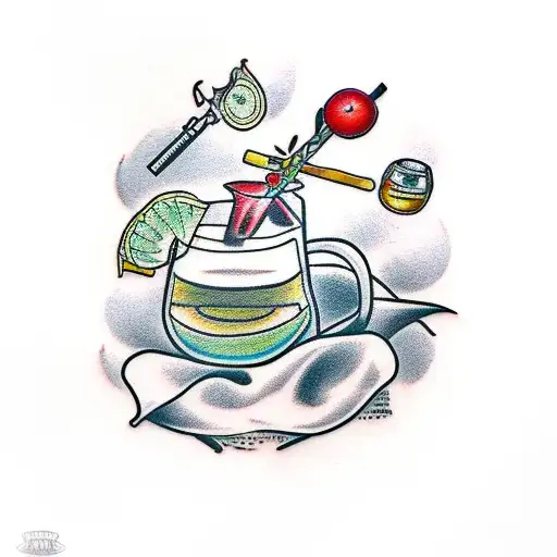 bartender tray  tattoo design idea