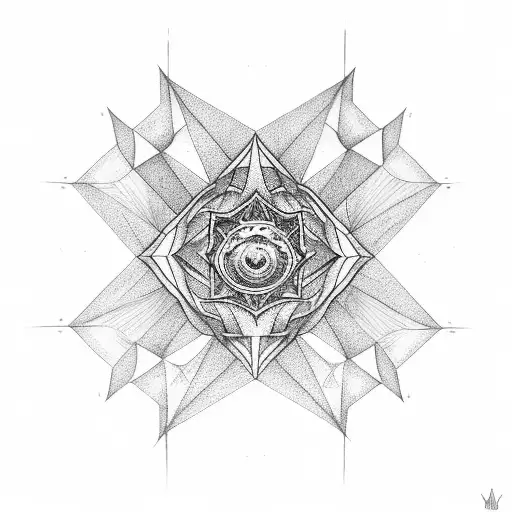 merkaba with half sun tattoo design idea