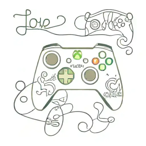 controller xbox and love text tattoo design idea