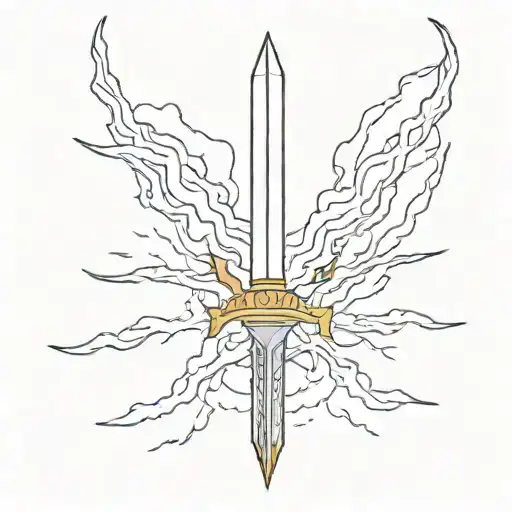 sword crossing through a lightning bolt tattoo design idea