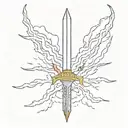 sword crossing through a lightning bolt tattoo design idea