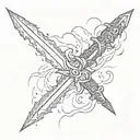 sword crossing through a lightning bolt tattoo design idea