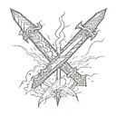 sword crossing through a lightning bolt tattoo design idea