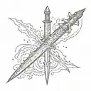 sword crossing through a lightning bolt tattoo design idea