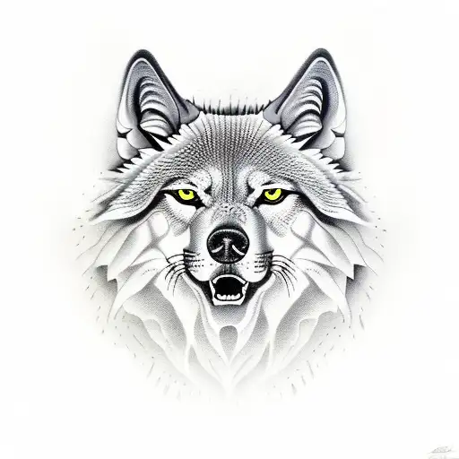 Silhueta de um lobo na praia tattoo design idea