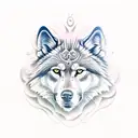 Silhueta de um lobo na praia tattoo design idea
