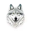 Silhueta de um lobo na praia tattoo design idea