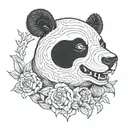 devil panda bear with horns tattoo design idea