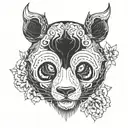 devil panda bear with horns tattoo design idea