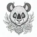 devil panda bear with horns tattoo design idea