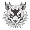 devil panda bear with horns tattoo design idea