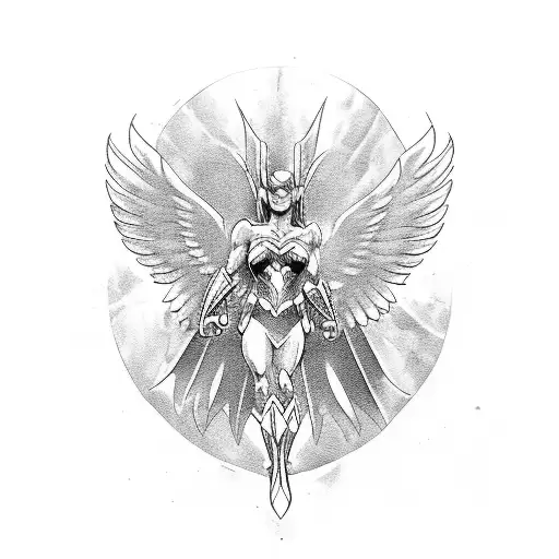 hawkgirl and wonder woman tattoo design idea
