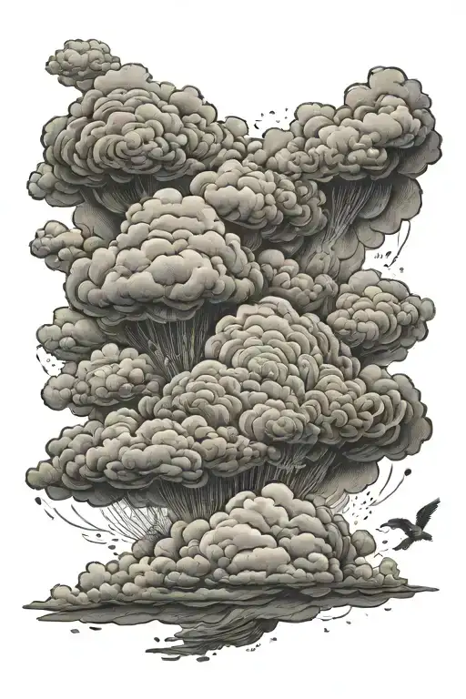 reaslistic cloud with the saying he who falters losses his ambtions to his thoughts  tattoo design idea