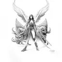 Angel and demon tattoo design idea