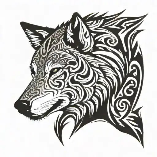 wolf in profile, energy improving tattoo design idea
