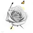 yellow rose, Beautifully Broken, arrow and a butterfly  tattoo design idea